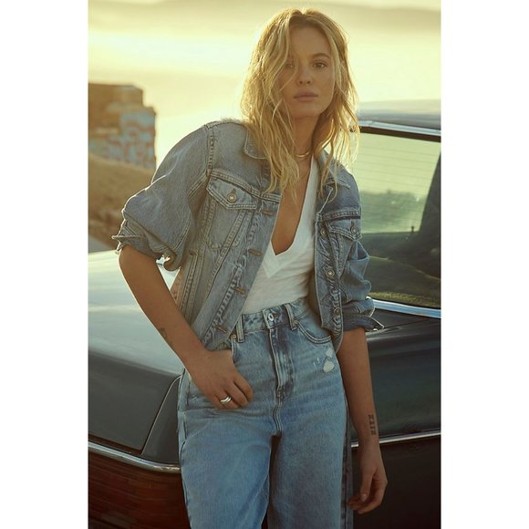 NEW Free People Indira Crop Denim Jacket $128 XS - Picture 6 of 9